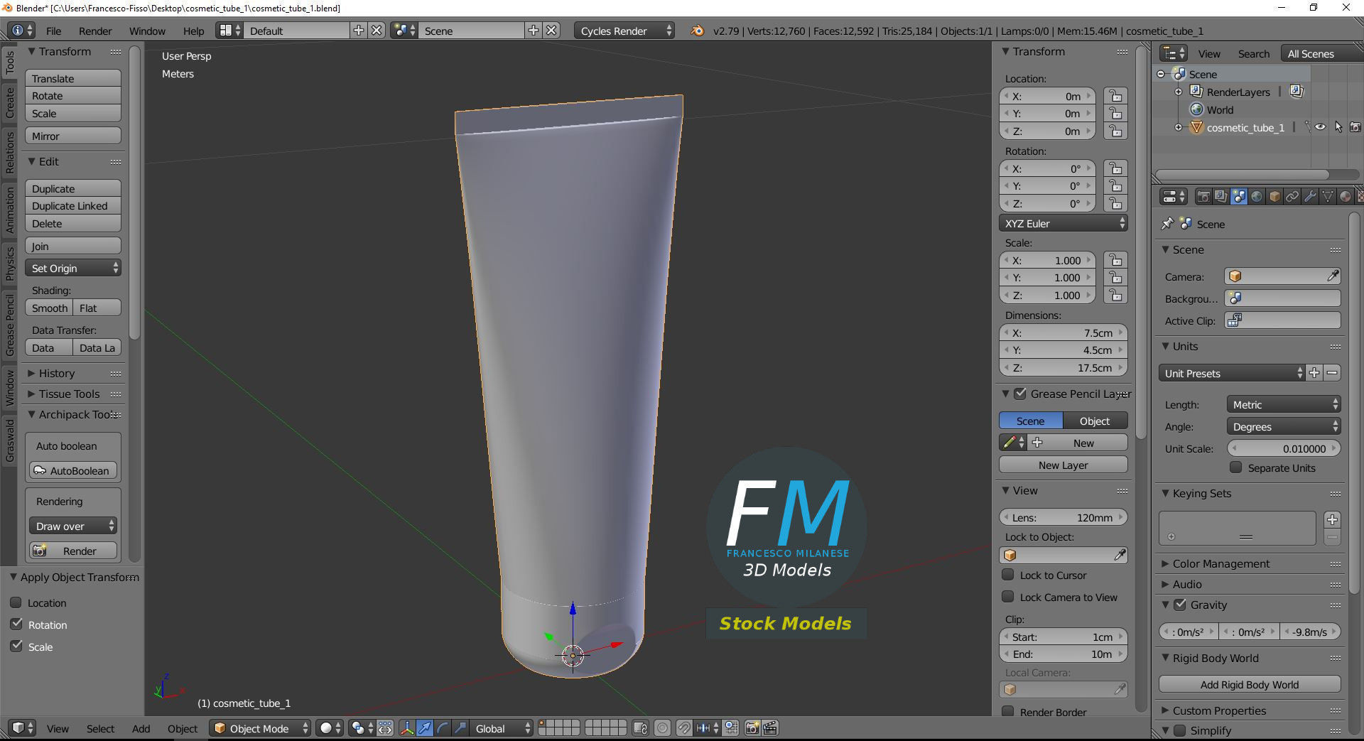 Cosmetic tube 1 3D model_9