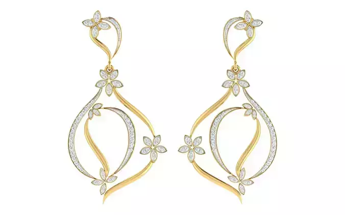 Women long  earrings 3dm render detail 3D print model 3D print model
