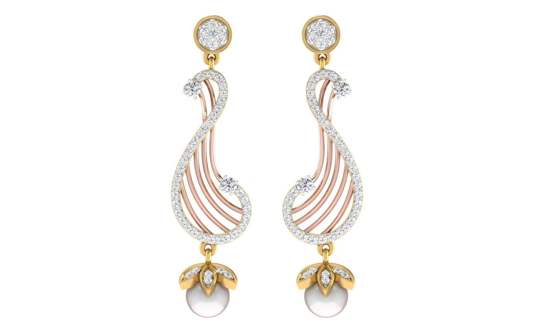 Women long earrings 3dm render detail 3D print model 3D print model_3