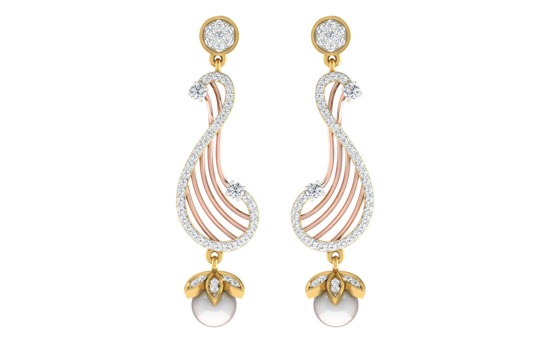 Women long earrings 3dm render detail 3D print model 3D print model_2