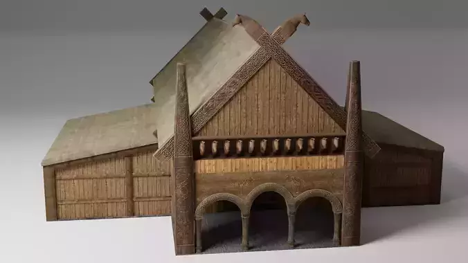 Viking Great Hall Low-poly 3D model