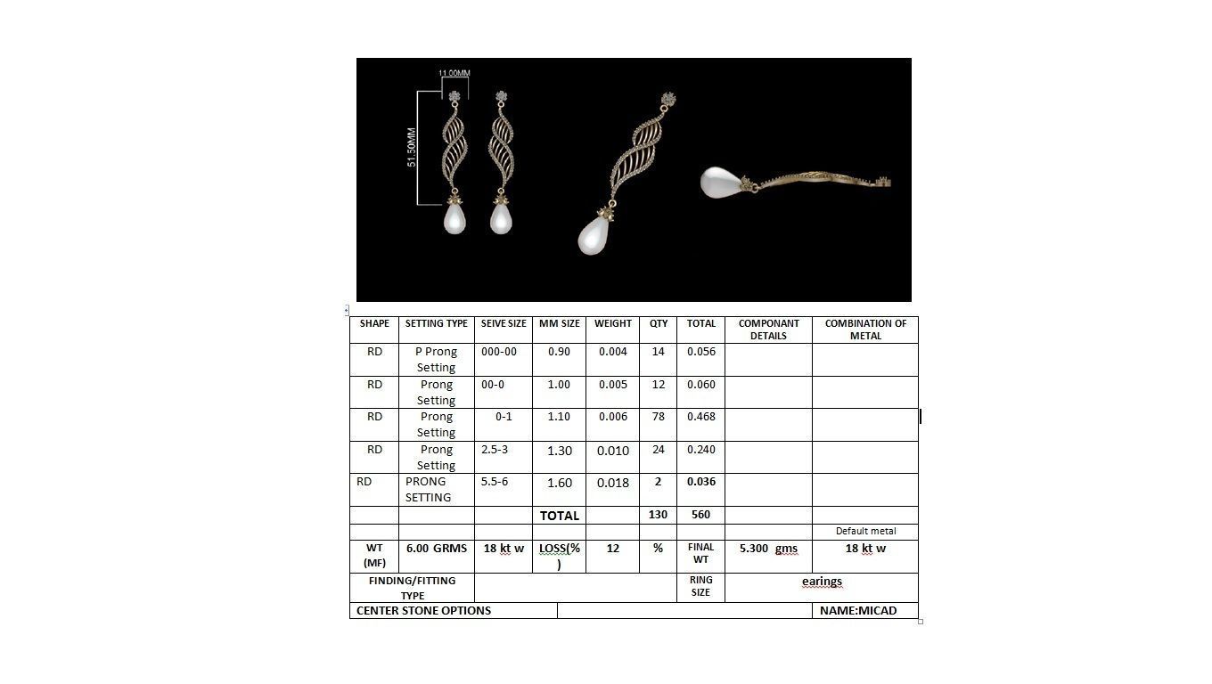 Women long earrings 3dm render detail 3D print model 3D print model_8