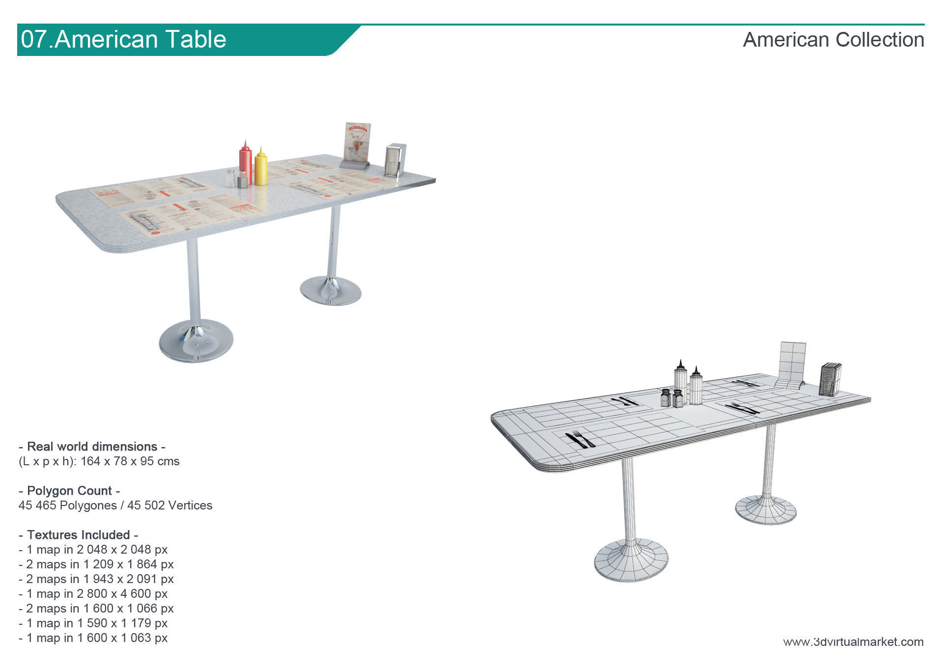 American Diner Restaurant Collection 3D model_9