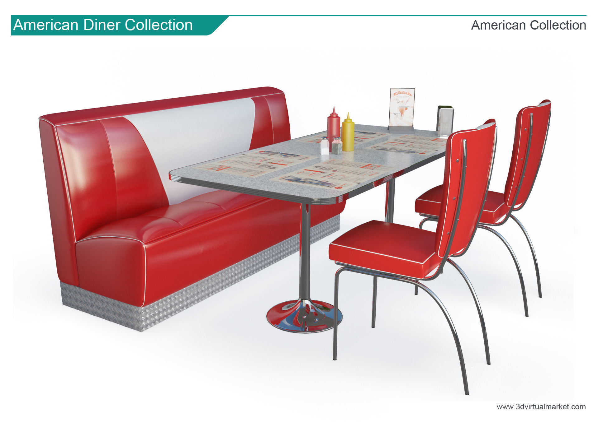 American Diner Restaurant Collection 3D model_2
