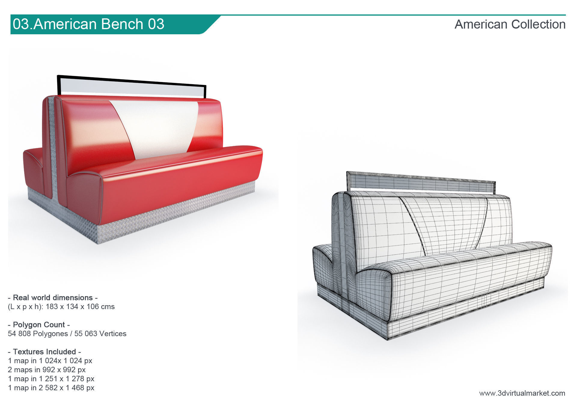 American Diner Restaurant Collection 3D model_5