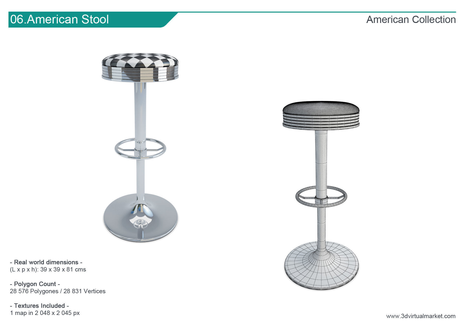 American Diner Restaurant Collection 3D model_8