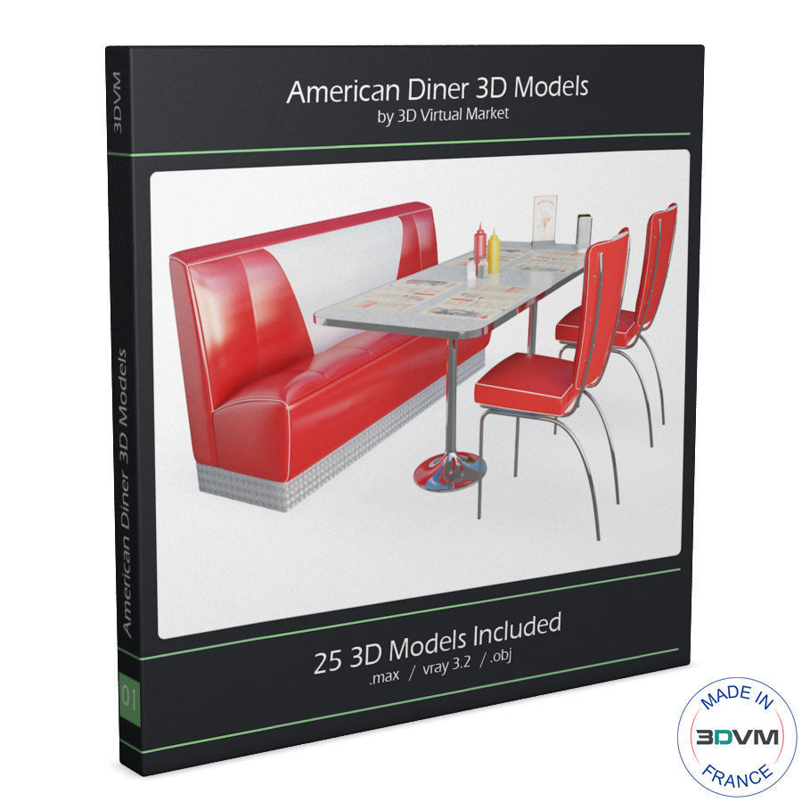 American Diner Restaurant Collection 3D model_1
