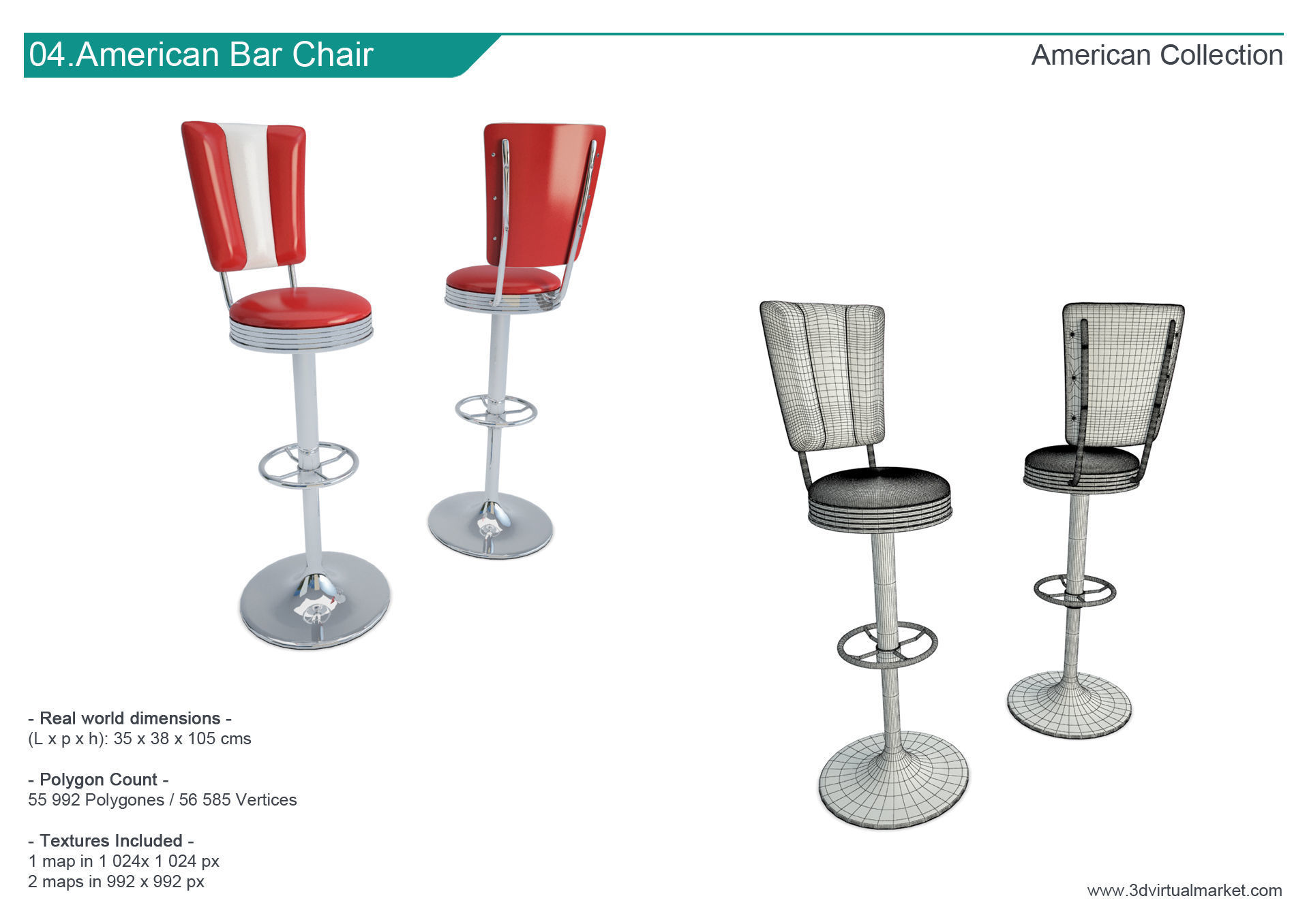 American Diner Restaurant Collection 3D model_6