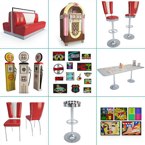 American Diner Restaurant Collection 3D model