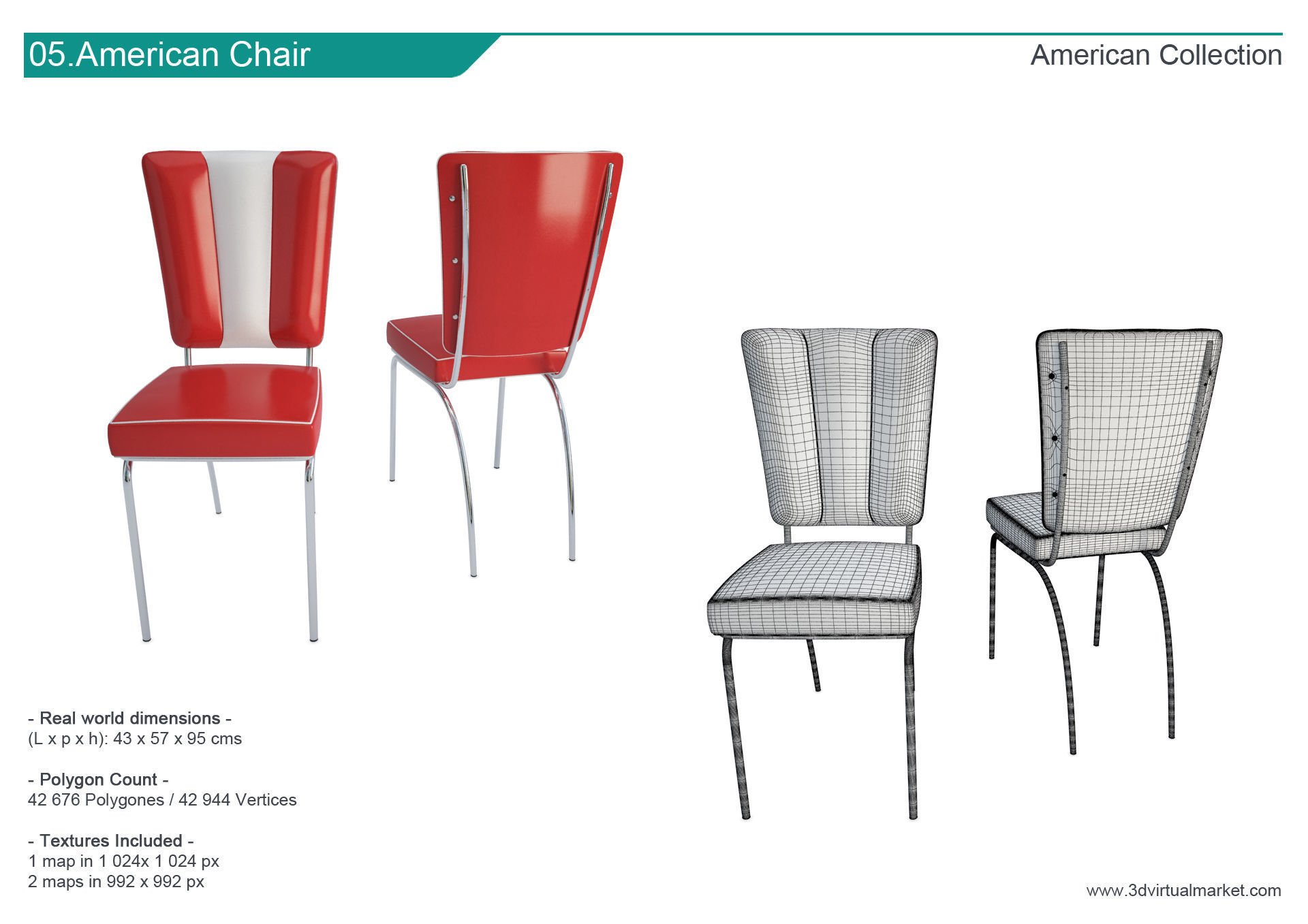 American Diner Restaurant Collection 3D model_7