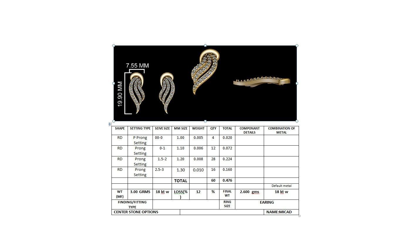 Women earrings 3dm render detail 3D print model 3D print model_8