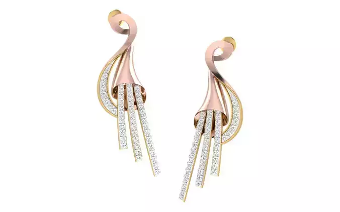 Women long earrings 3dm render detail 3D print model 3D print model