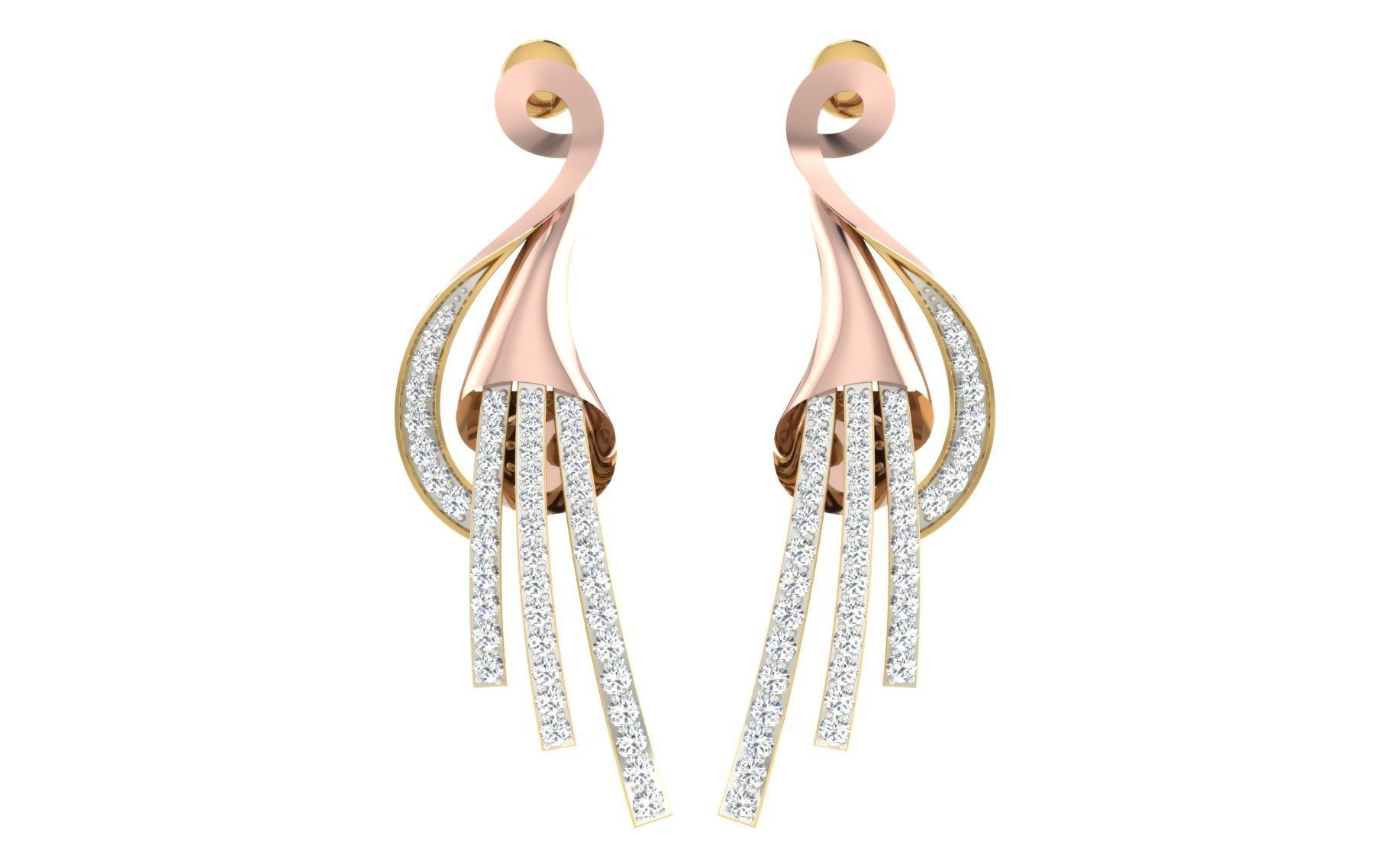 Women long earrings 3dm render detail 3D print model 3D print model_3