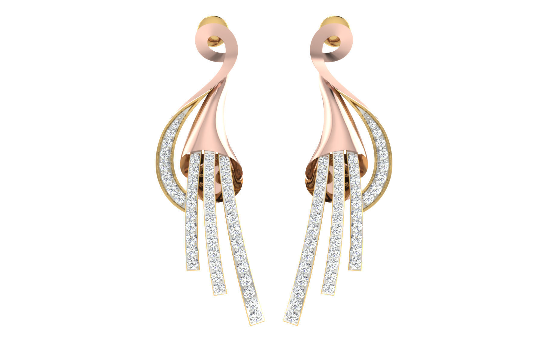 Women long earrings 3dm render detail 3D print model 3D print model_2