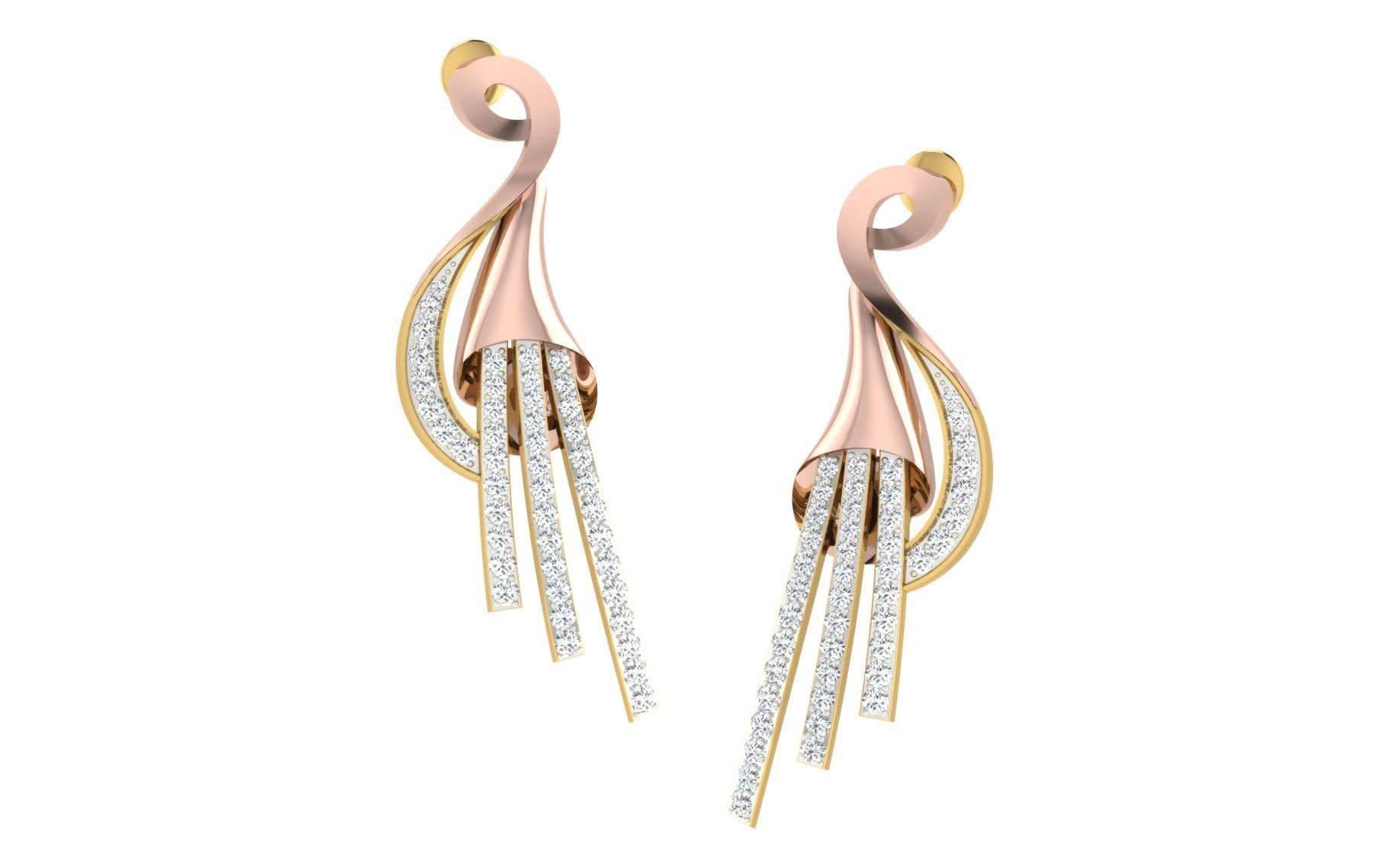 Women long earrings 3dm render detail 3D print model 3D print model_1