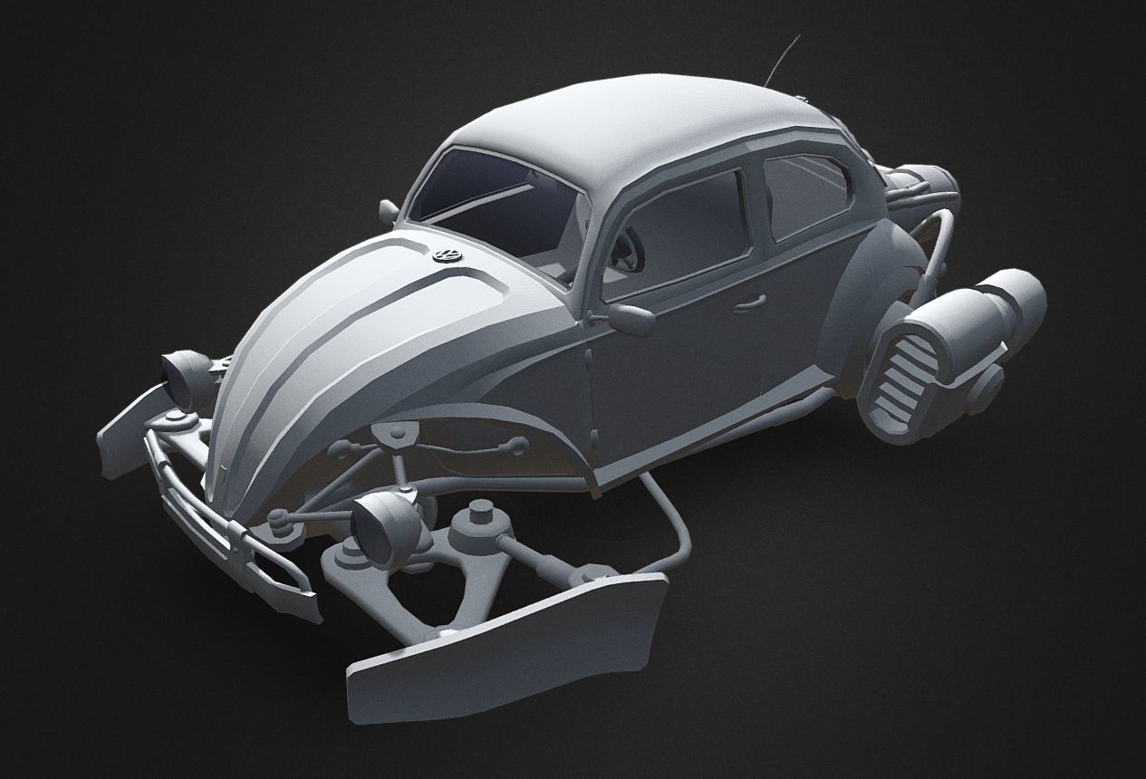 Rocketwagen VW Beetle Hovercraft Low-poly 3D Model Low-poly 3D model_9
