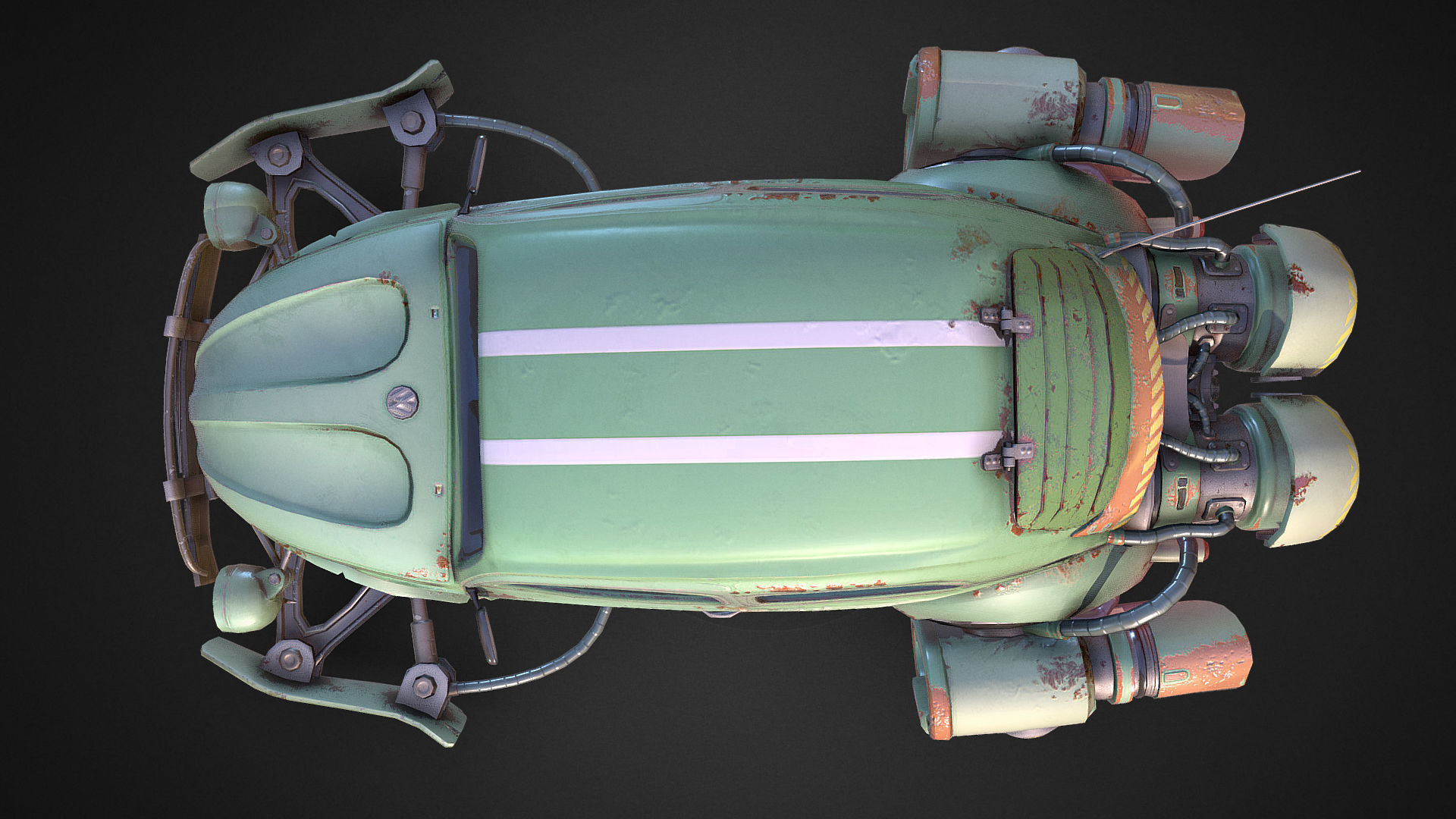 Rocketwagen VW Beetle Hovercraft Low-poly 3D Model Low-poly 3D model_4
