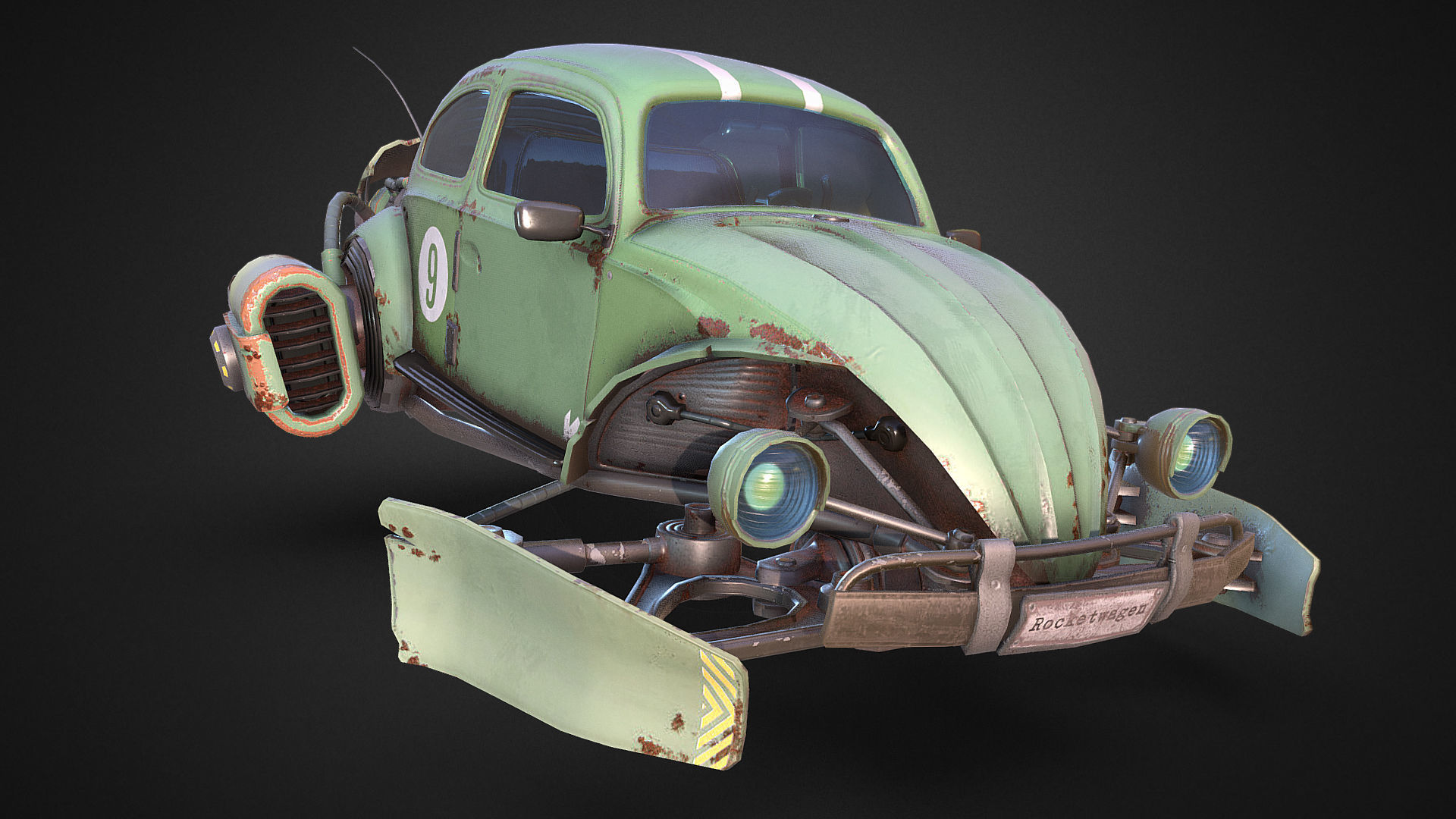 Rocketwagen VW Beetle Hovercraft Low-poly 3D Model Low-poly 3D model_3