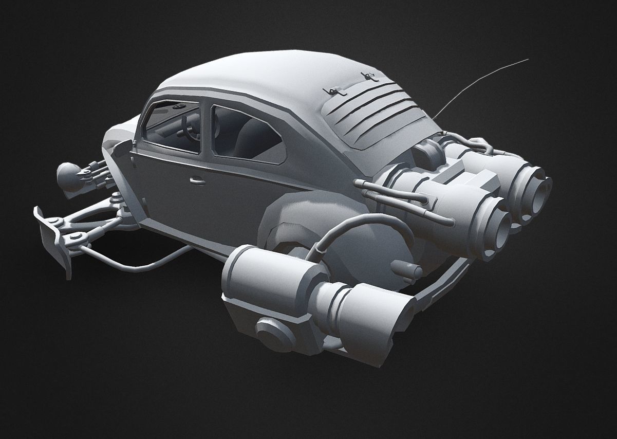 Rocketwagen VW Beetle Hovercraft Low-poly 3D Model Low-poly 3D model_10