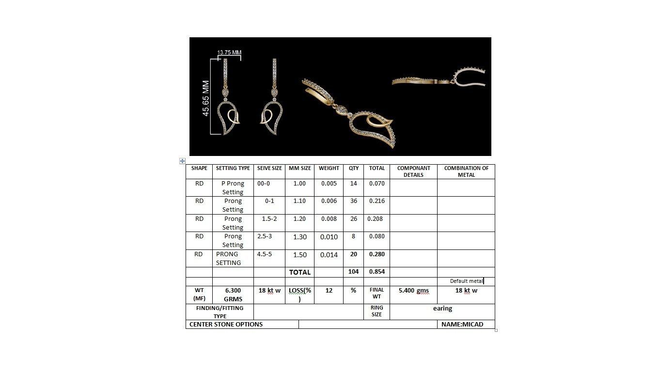 Women long earrings 3dm render detail 3D print model 3D print model_8