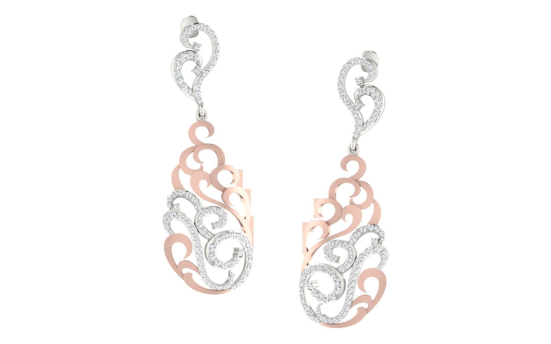 Women long earrings 3dm render detail 3D print model 3D print model_1