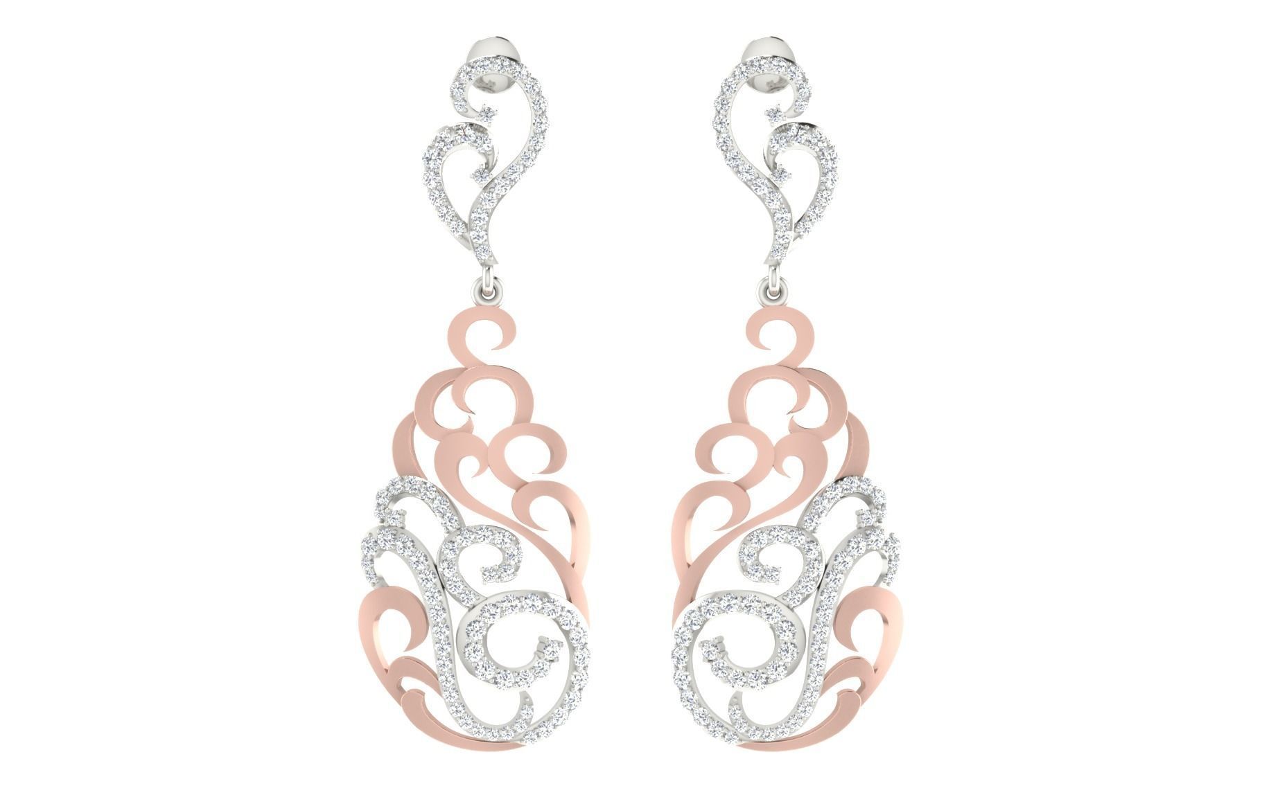 Women long earrings 3dm render detail 3D print model 3D print model_3