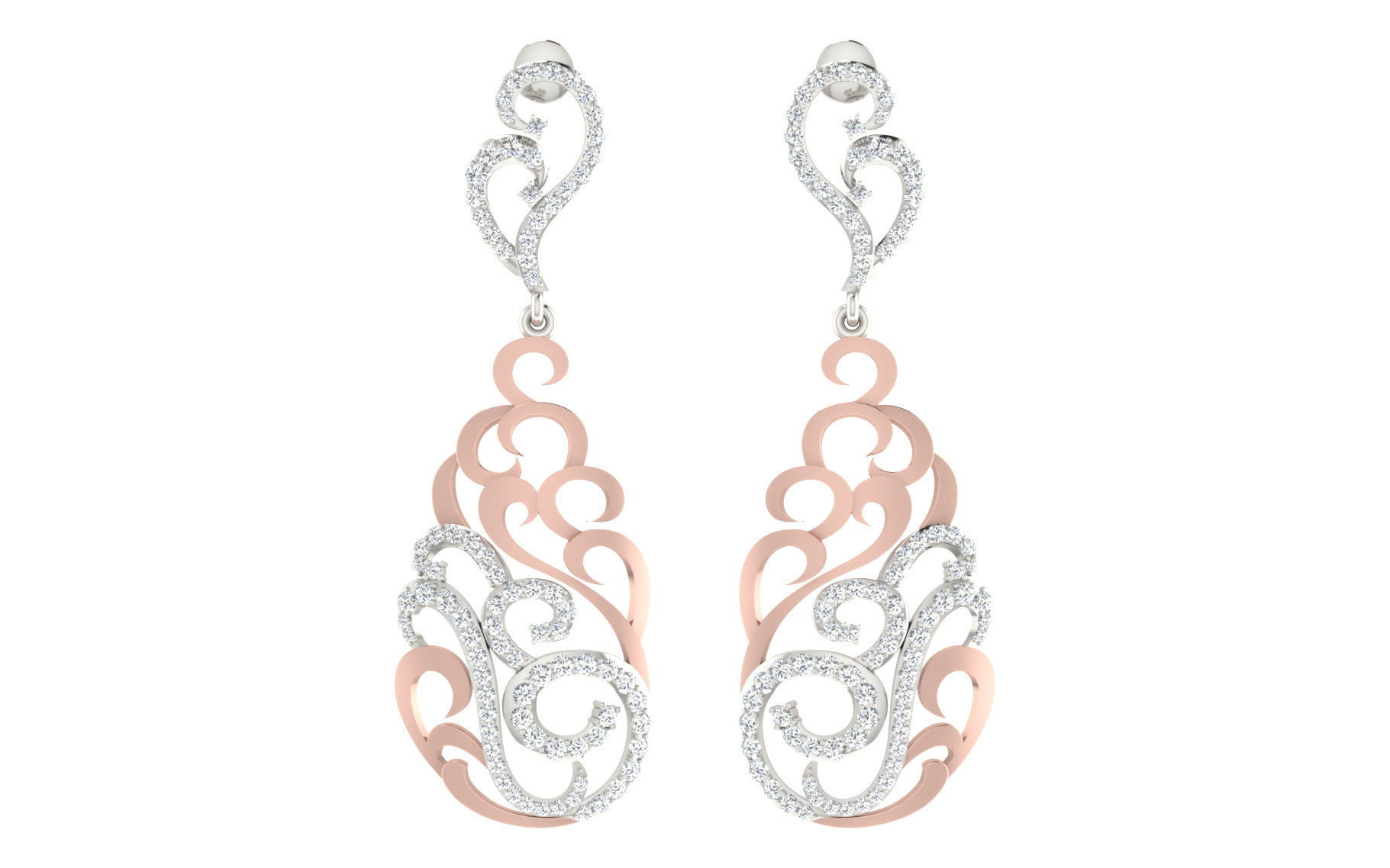 Women long earrings 3dm render detail 3D print model 3D print model_2