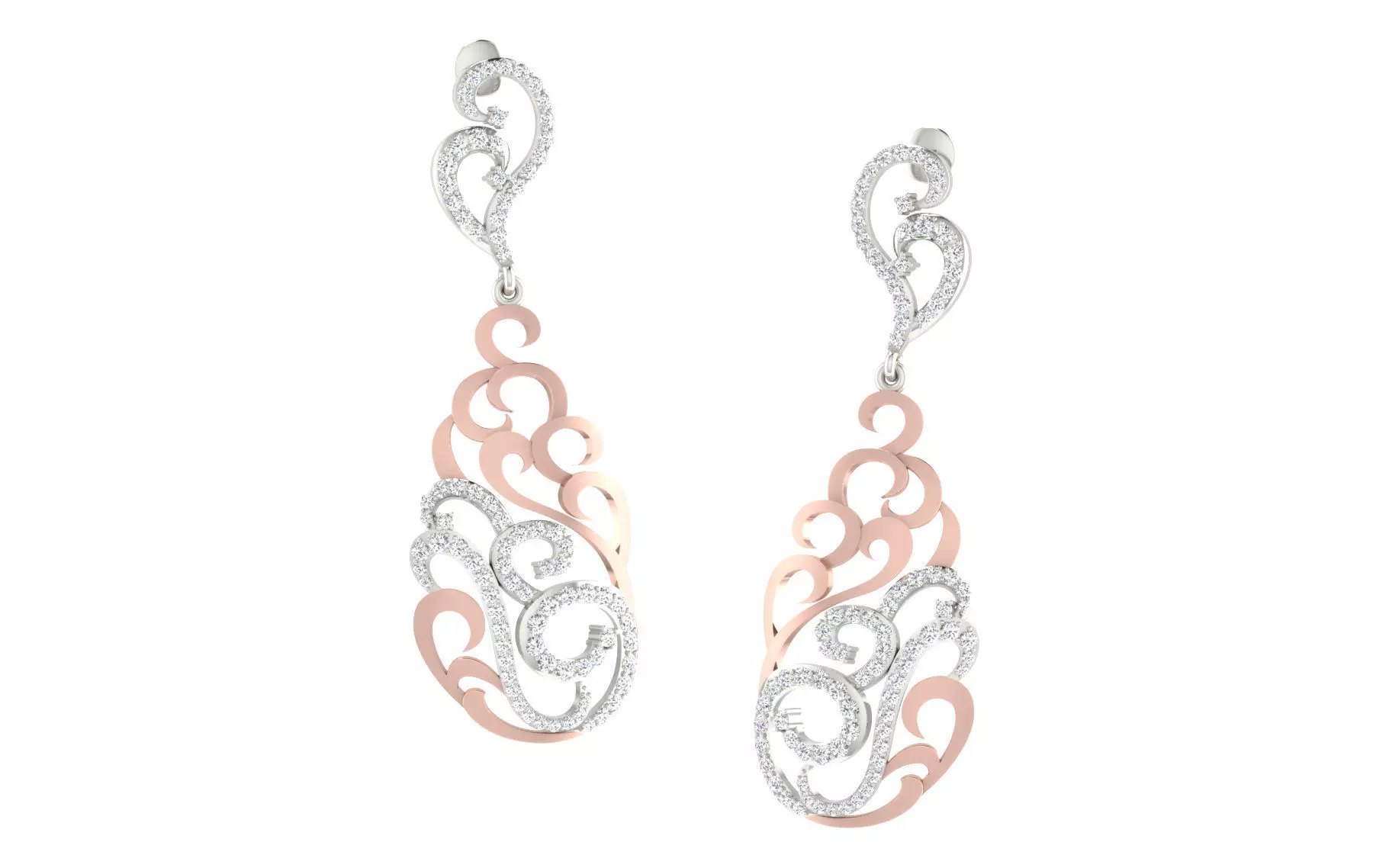 Women long earrings 3dm render detail 3D print model 3D print model_0