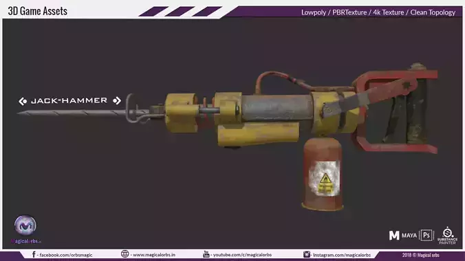 Jack Hammer pbr low poly model 