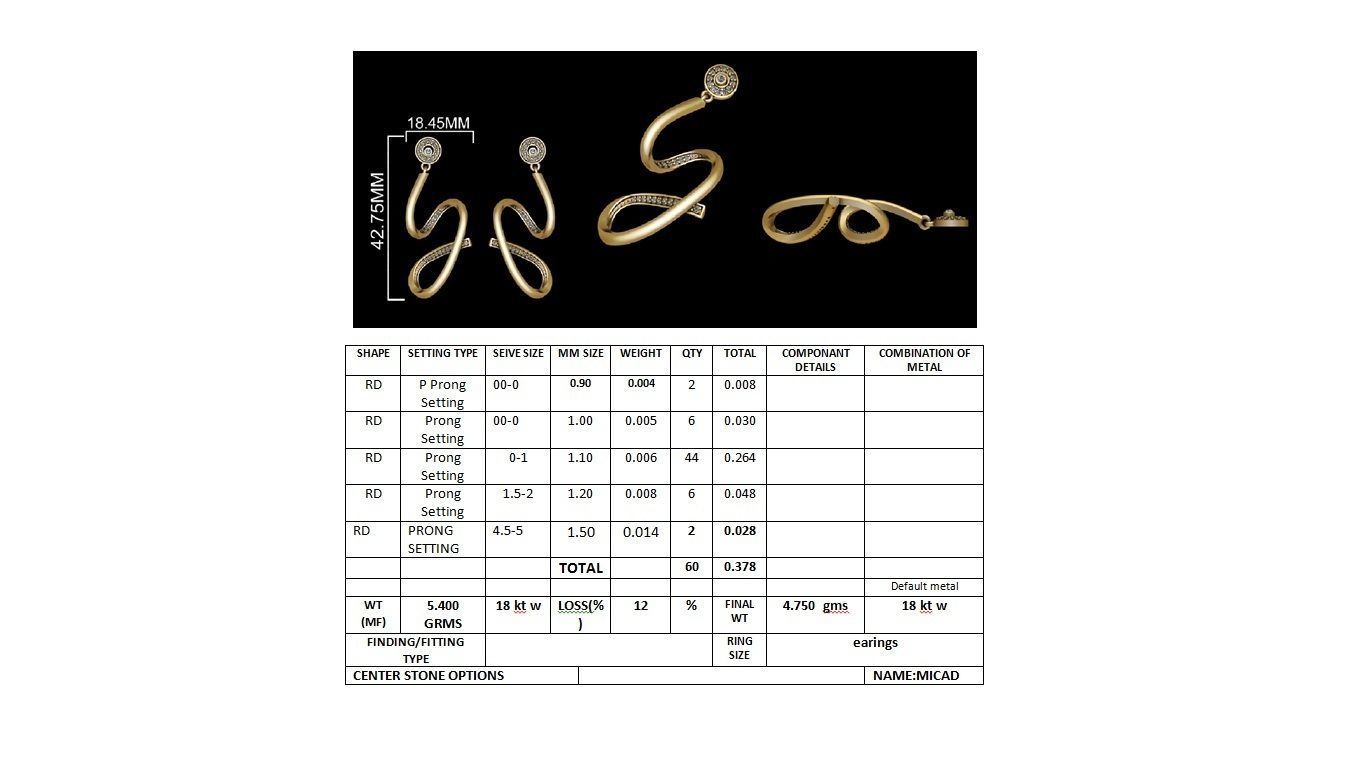 Women long earrings 3dm render detail 3D print model 3D print model_8