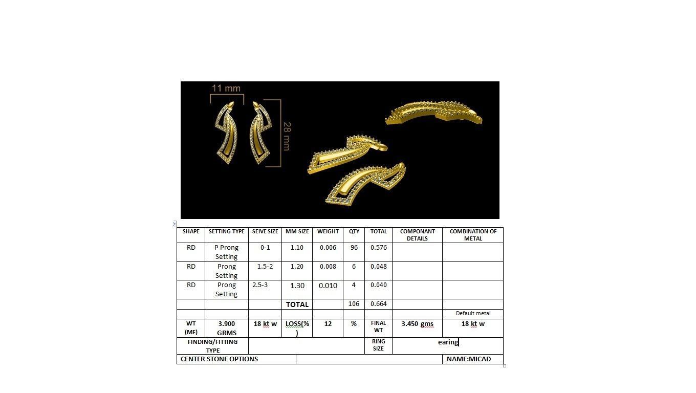 Women long earrings 3dm render detail 3D print model 3D print model_8