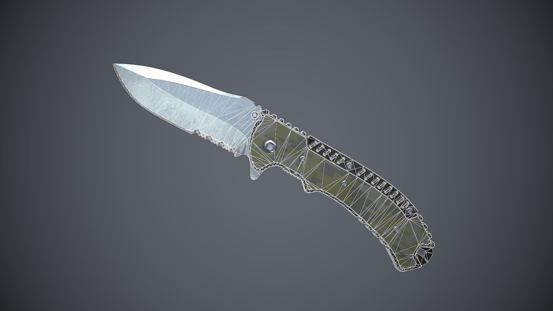 Knife High Tech 3 Low-poly 3D model_1