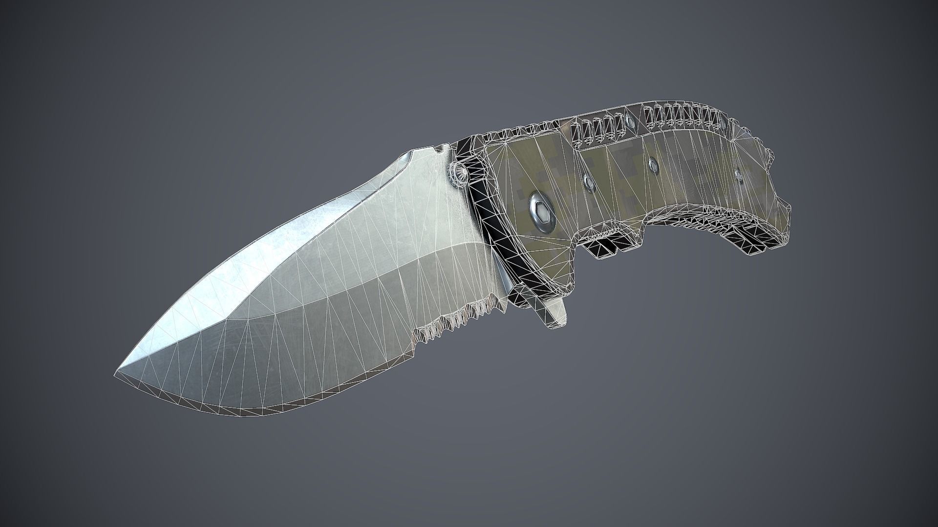 Knife High Tech 3 Low-poly 3D model_7