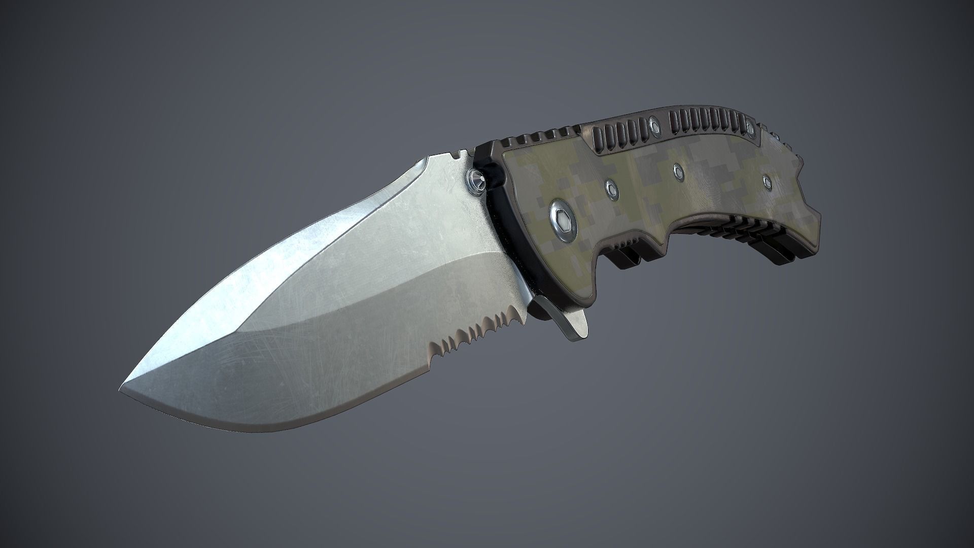 Knife High Tech 3 Low-poly 3D model_6