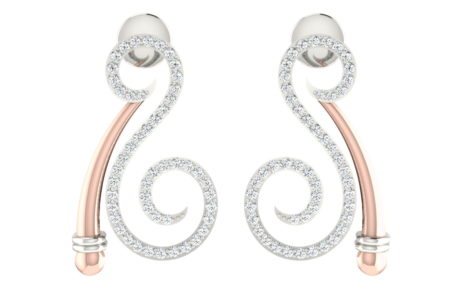 Women long earrings 3dm render detail 3D print model 3D print model_2