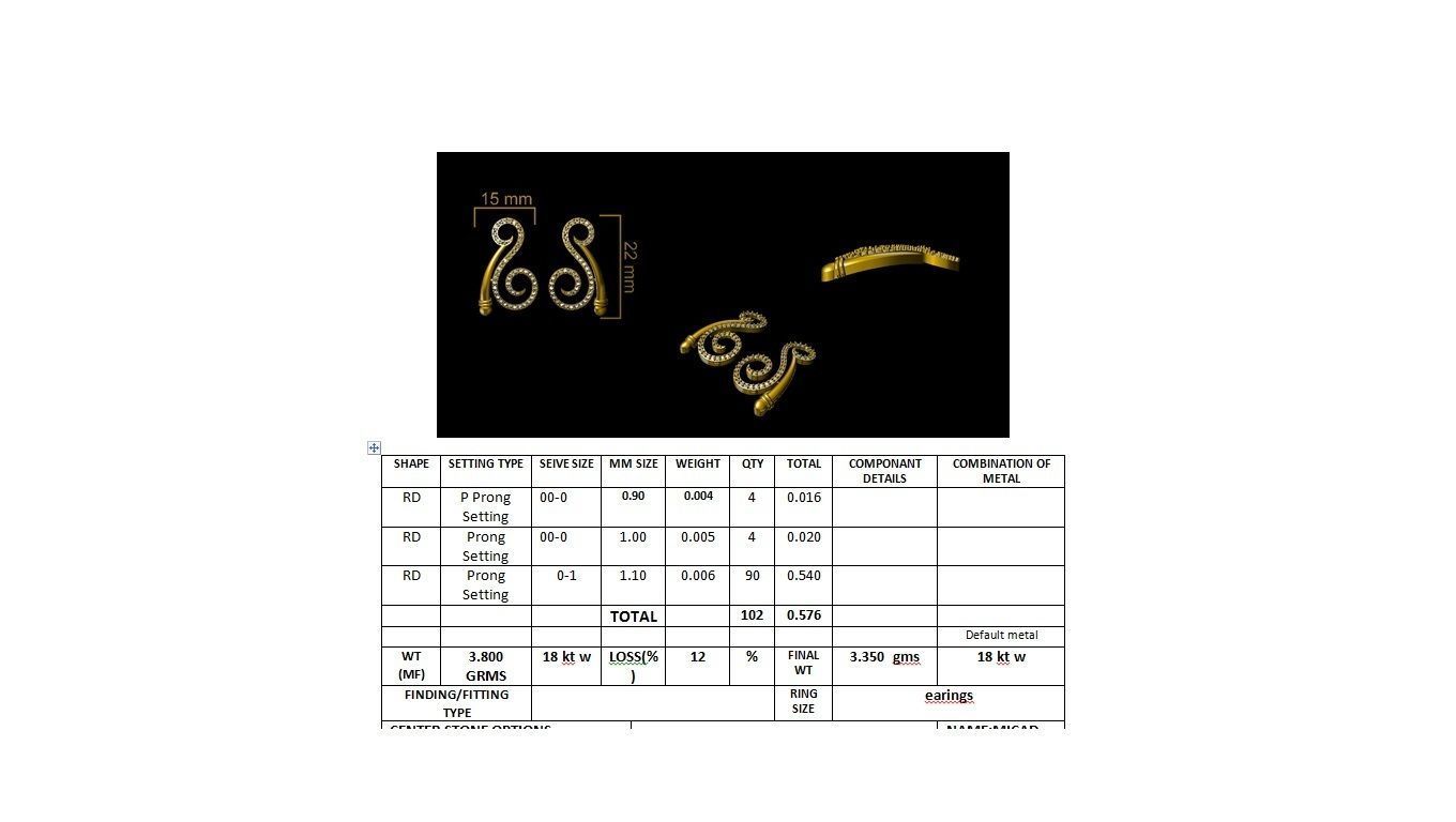 Women long earrings 3dm render detail 3D print model 3D print model_8