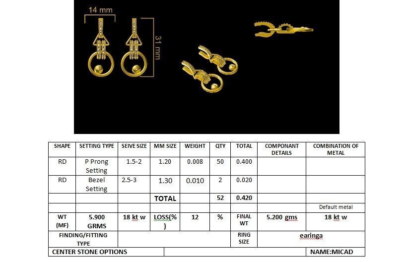 Women long earrings 3dm render detail 3D print model 3D print model_7