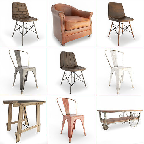 Vintage Furniture Collection 1 3D model