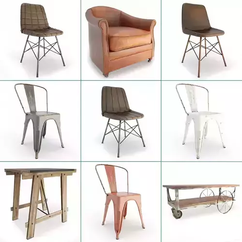 Vintage Furniture Collection 1 3D model