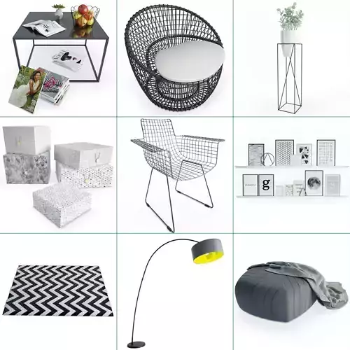 Black Living Room Composition 