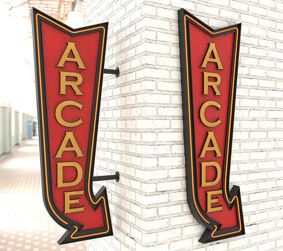 Neon Arcade Vintage Advertising Signs 3D model