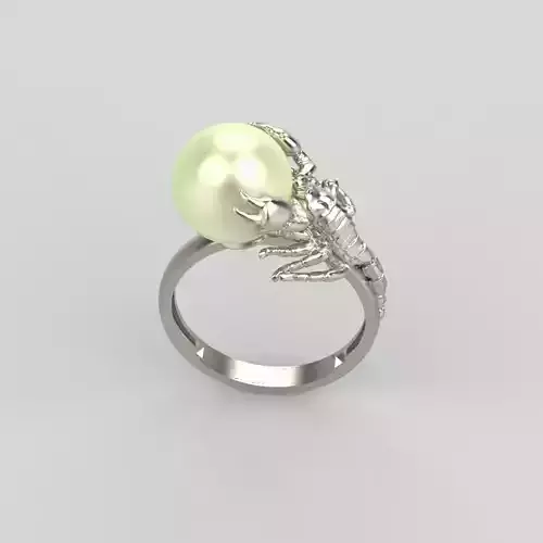 Women Ring Scoprio with pearl 3dm stl vintage 3D print model