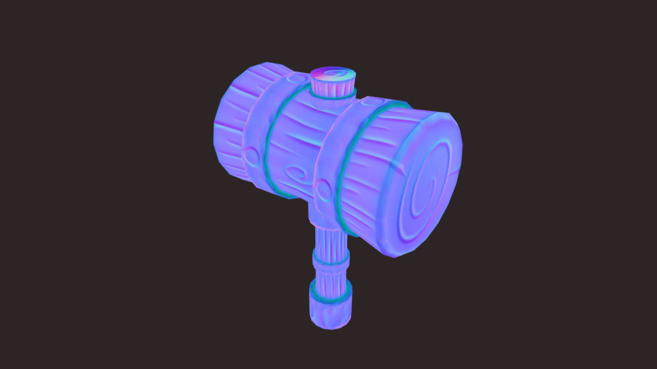 Wooden Hammer Low-poly 3D model_4