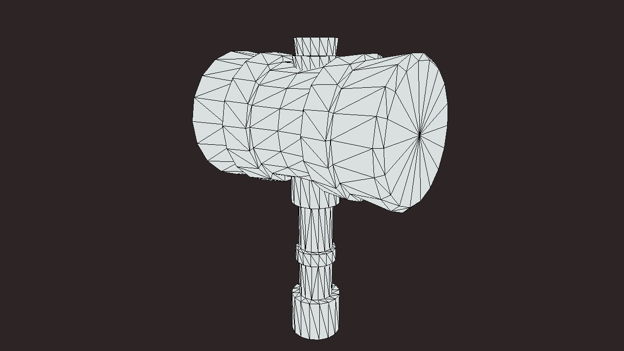 Wooden Hammer Low-poly 3D model_2