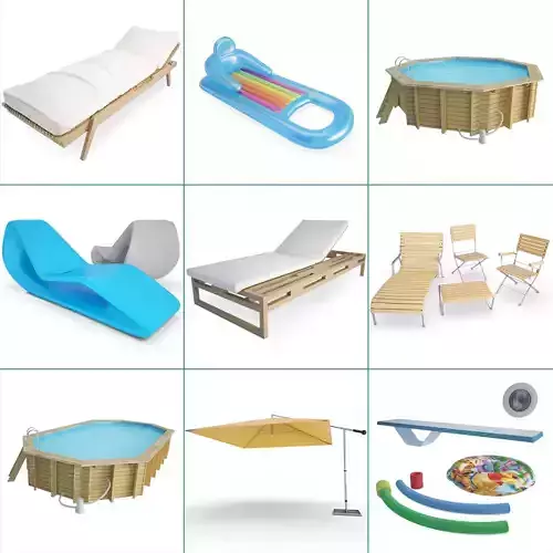 Swimming Pool and Accessories Collection 3D model