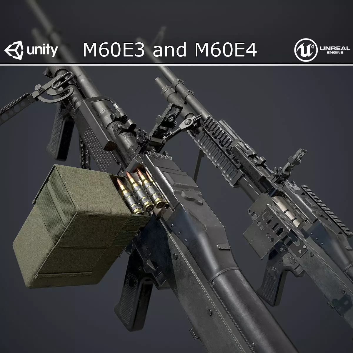 M60E3 and M60E4 Low-poly 3D model_0