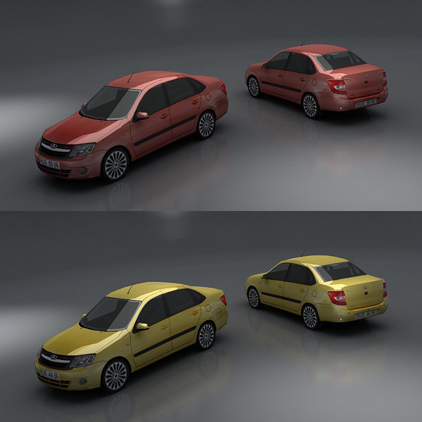 Lada Granta Low-poly 3D model_2