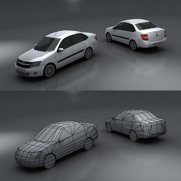 Lada Granta Low-poly 3D model_1