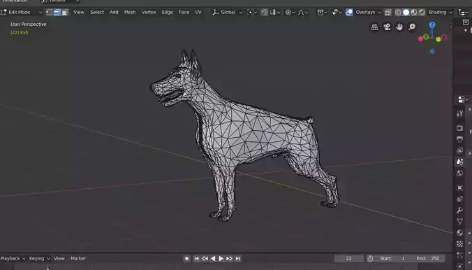 low poly dog doberman