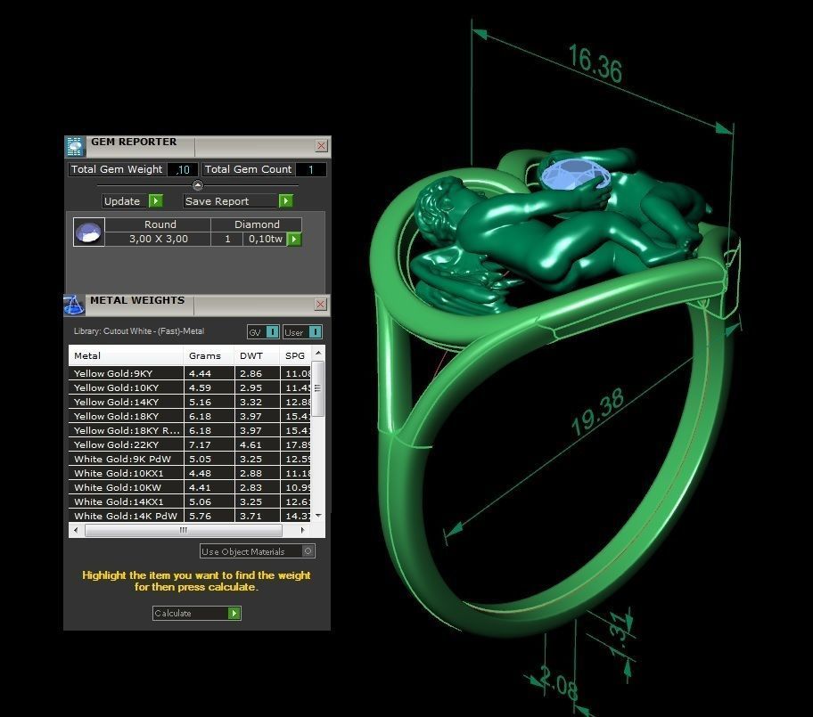 ring two angels in the heart 3D print model_9